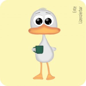 Ente mit Tasse Lizenzierbar Markencharakter