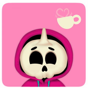 Totenkopf Einhorn Kaffee Liebe Emotion Charakter Design Branding Illustration von Sandra Bredtmann