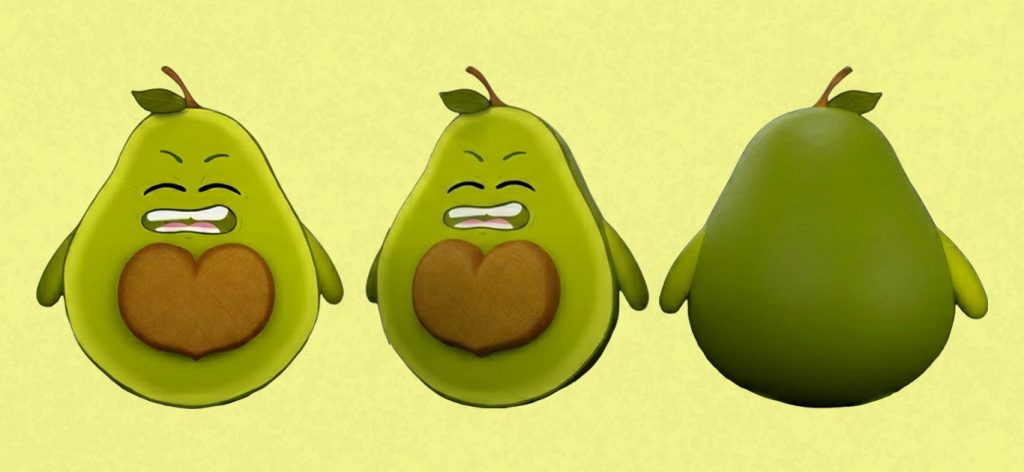 Avocado – Empathischer Markencharakter in 3D Optik für Emotionalen Desing für Unternehmen oder Fans